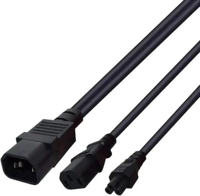 Main image of 1FT C14 Male PDU Style Computer Power Extension Cable Y Splitter Power Plug Cord (C14 to C13+C5)