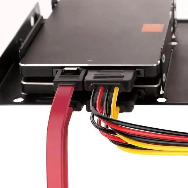 Alt view image 6 of 6 - 2-Bay 2.5 Inch to 3.5 Inch External HDD SSD Metal Mounting Kit Adapter Bracket with SATA Data Power Cables & Screws (Red Cable Set)