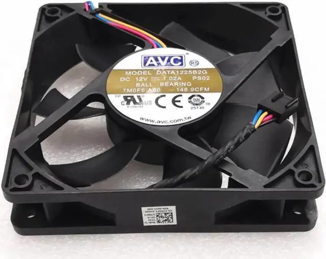 Alt view image 3 of 3 - DATA1225B2G PS02 For AVC 12025 120mm Fan Double Ball 4-Wire 12V 1.02A 4300RPM 148.9CFM cooling fan