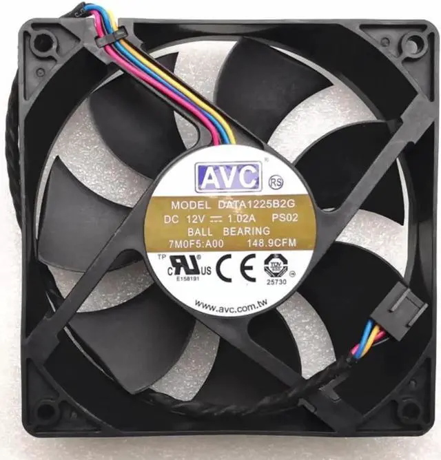 Main image of DATA1225B2G PS02 For AVC 12025 120mm Fan Double Ball 4-Wire 12V 1.02A 4300RPM 148.9CFM cooling fan