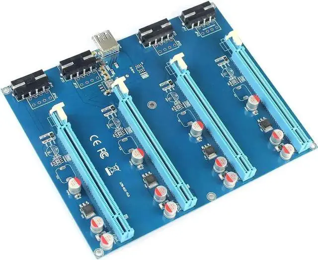 Alt view image 2 of 7 - PCI-E Adapter Card PCIe 1 to 4 Riser Card 1X to 16X Slot Mining Card for PC Computer Connector for Miner BTC Bitcoin
