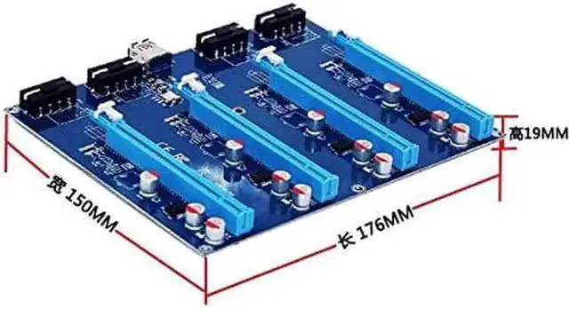 Alt view image 3 of 7 - PCI-E Adapter Card PCIe 1 to 4 Riser Card 1X to 16X Slot Mining Card for PC Computer Connector for Miner BTC Bitcoin