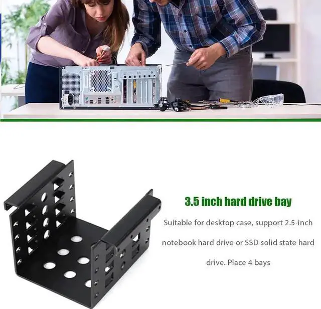 Alt view image 5 of 7 - 4-Bay 2.5 Inch to 3.5 Inch Hard Drive Caddy Internal Mounting Adapter Bracket Floppy Drive Aluminum Alloy Mobile Holder (Black w SATA Cable)