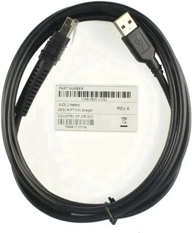 Alt view image 2 of 3 - Cable de datos para escáner Zebra LI3608 LI3678 DS3608 DS3678, Cable de escáner de código de barras, USB, 2M, nuevo