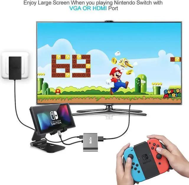 Alt view image 6 of 7 - USB C Hub,Upgrade 4 in 1 USB C to HDMI 4K+VGA Adapter,HDMI+VGA Dual Display,USB 3.0 5Gbps 900mA(Max) Output, 87W Power Delivery for Nintendo Switch/MacBook Pro/Air/Ipad Pro/Dell XP -Gray