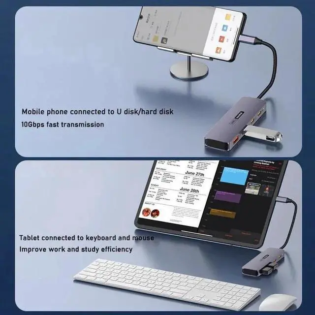 Alt view image 6 of 7 - USB Hub 3.2, USB Splitter 10Gbps 2 USB-A 3.2 Ports and 2 USB-C 3.2 Ultra-Slim Aluminium USB 3.2 Gen 2 HUB Fast Data Transfer USB Port Extender for MacBook,Chromebook,Mobile HDD,Laptops