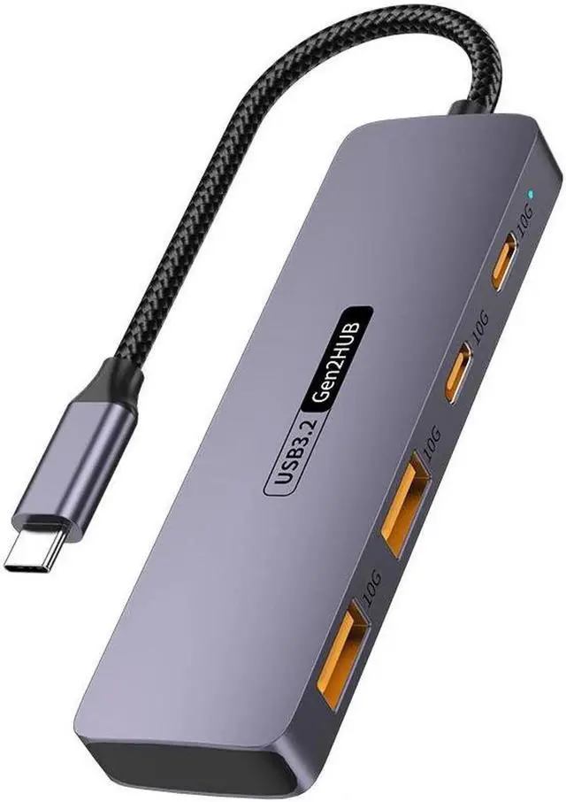 Main image of USB Hub 3.2, USB Splitter 10Gbps 2 USB-A 3.2 Ports and 2 USB-C 3.2 Ultra-Slim Aluminium USB 3.2 Gen 2 HUB Fast Data Transfer USB Port Extender for MacBook,Chromebook,Mobile HDD,Laptops