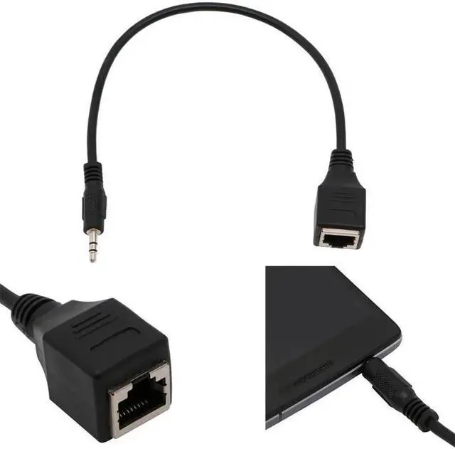 Alt view image 4 of 6 - 3.5mm Male Jack TRS Audio Cable To RJ45 Socket Ethernet Adapter Wire 1pc