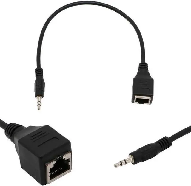 Main image of 3.5mm Male Jack TRS Audio Cable To RJ45 Socket Ethernet Adapter Wire 1pc