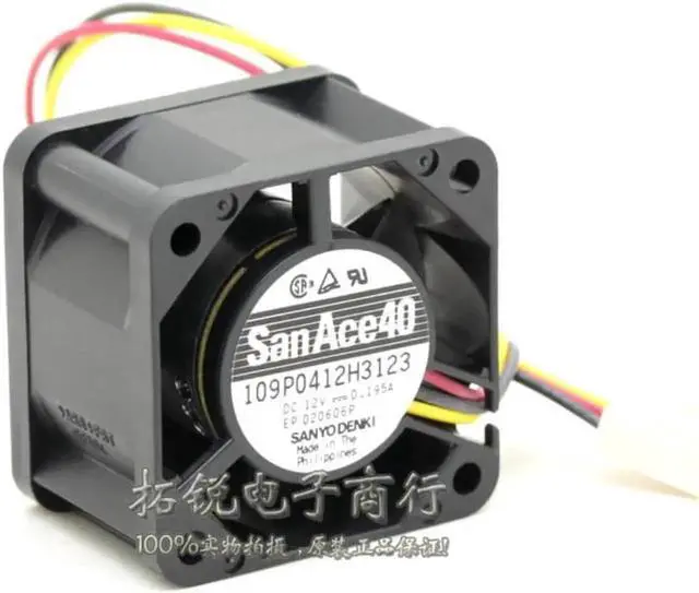 Alt view image 2 of 2 - For SANYO orginal 40MM*40MM*28MM 40mm 109P0412H3123 12V 0.195A 4028 dual ball bearing cooling fan