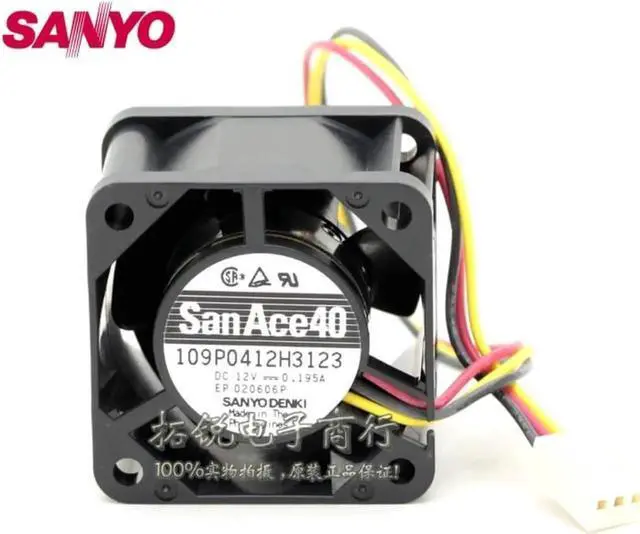 Main image of For SANYO orginal 40MM*40MM*28MM 40mm 109P0412H3123 12V 0.195A 4028 dual ball bearing cooling fan