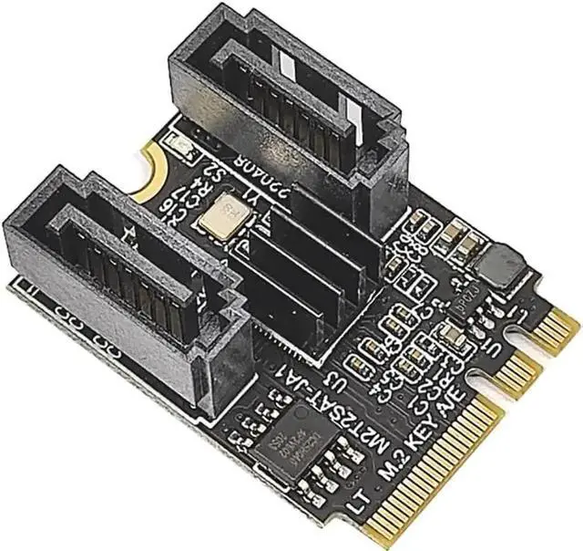 Alt view image 6 of 6 - M.2 (A+E Key) Card NGFF to 2 Ports SATA3.0 / 6G Extention Card Hard Disk Drive-Free JMB582 (Short Version)