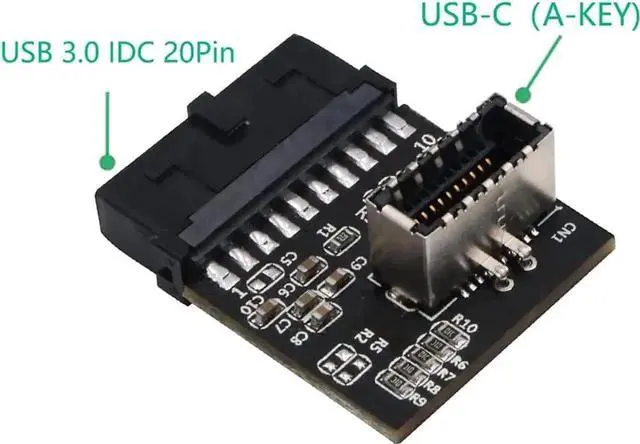Alt view image 5 of 5 - USB 3.0 (3.1 Gen 2) Internal IDC 20 Pin Motherboard Header to Type E A-Key USB 3.1 20Pin Female Header Converter for Type C Panel Mount Adapter