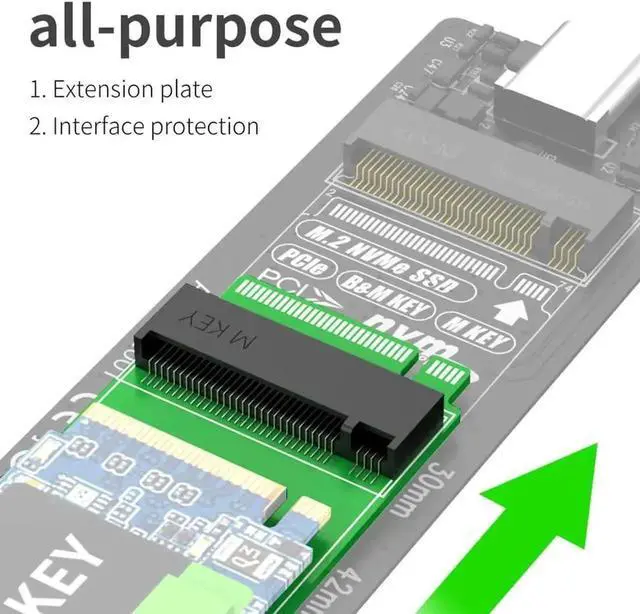Alt view image 6 of 7 - M.2 SSD Adapter Card Test Protector Board B+M Key SATA NGFF Extension Protection Hard Drive Adapter Card for Hard Disk (for NVME PCIE)