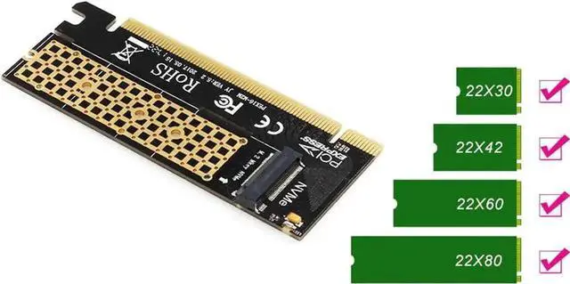 Alt view image 7 of 7 - Swift MX16 M.2 NVMe SSD NGFF to PCIE 3.0 X16 Adapter M Key Interface Ccard Suppor PCI Express x16 2280 Size m.2 Full Speed (MX16+ N80 Black)