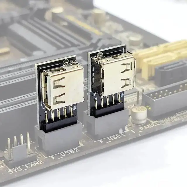 Main image of Motherboard Connector USB2.0 Extender Card 9Pin to TY-PE C A-Key Front Converter USB3.2 Type-E Interface Header Adapter (Type B Left)