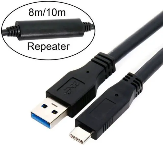 Alt view image 2 of 7 - 8m USB-C USB 3.1 Type C Male to USB3.0 Type A Male Data GL3523 Repeater Cable for Tablet & Phone & Hard Disk Drive UC-199-BK-8.0M