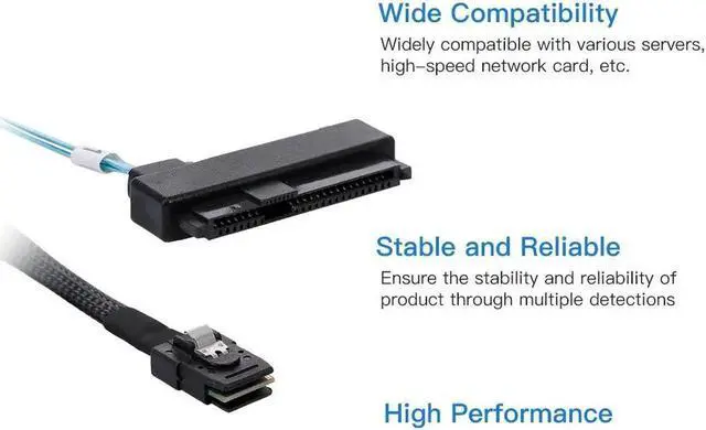 Alt view image 6 of 7 - nternal 36 Pin Mini SAS SFF-8087 Host to 4 SFF-8482 Target SAS Hard Disk and SATA Power Cable 100cm SF-091-1.0M