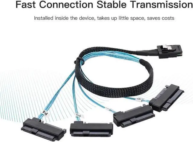 Alt view image 7 of 7 - nternal 36 Pin Mini SAS SFF-8087 Host to 4 SFF-8482 Target SAS Hard Disk and SATA Power Cable 100cm SF-091-1.0M
