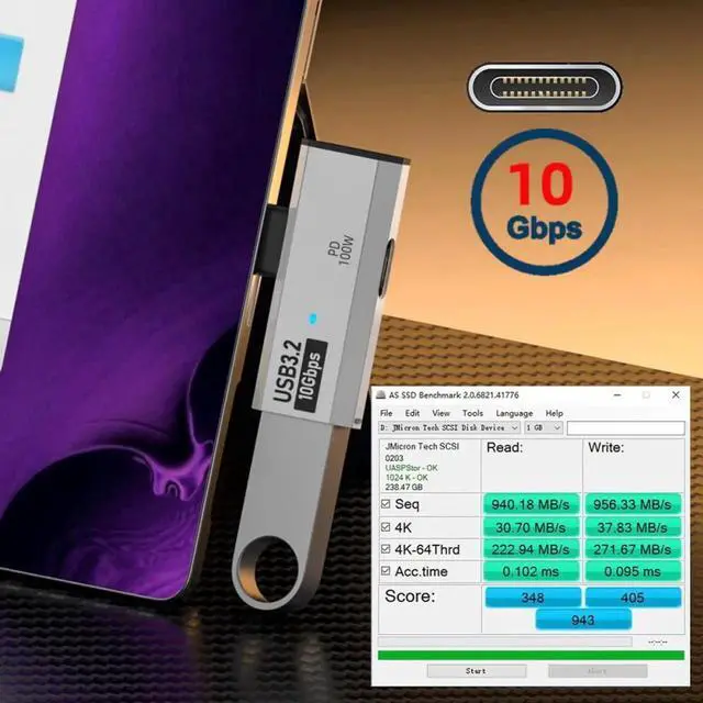 Alt view image 7 of 7 - 10Gbps USB-C Type-C 1-to-2 USB-C Female OTG & 100W PD Power Adapter for Laptop Tablet Phone