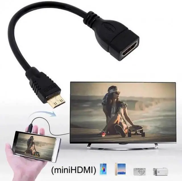 Alt view image 6 of 7 - HD-059 Type C MINI HDMI Male to HDMI Female Extension for DV MP4 Camera DC DV