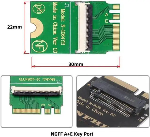 Alt view image 6 of 7 - Mini PCI-E PCI Express & NGFF A+E Key to SATA 3.0 Four Ports Adapter Cable 6Gbps Hard Drive Extension Card for SSD