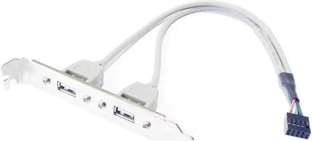 Alt view image 3 of 5 - PCI USB 2.0 A type Female Screw to Motherboard 9p header cable with bracket U2-142