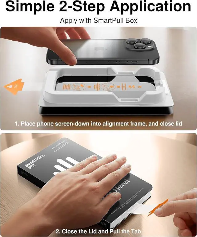 Alt view image 3 of 7 - SmartDevil 2 Pack Tempered Glass for iPhone 16 Pro Max Privacy Screen Protector, Military-Grade Shatterproof Protection, 9H Hardness, Anti-Spy Privacy Film, Fast & Easy Installation, Case Friendly Des