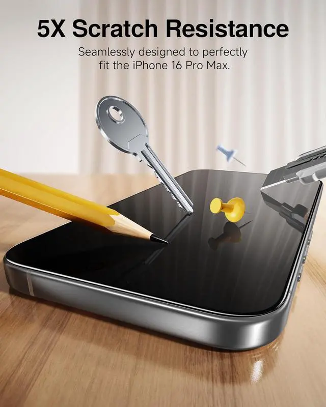 Alt view image 7 of 7 - SmartDevil 2 Pack Tempered Glass for iPhone 16 Pro Max Privacy Screen Protector, Military-Grade Shatterproof Protection, 9H Hardness, Anti-Spy Privacy Film, Fast & Easy Installation, Case Friendly Des