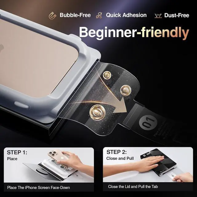 Alt view image 2 of 7 - SMARTDEVIL 2 Pack Privacy Screen Protector for iPhone 16 Pro Max, [Anti-Spy] [Military-Grade Shatterproof & 9H Hardness] Tempered Glass, [Easy Installation] Bubble-Free & Case-Friendly, Dust-Free Box