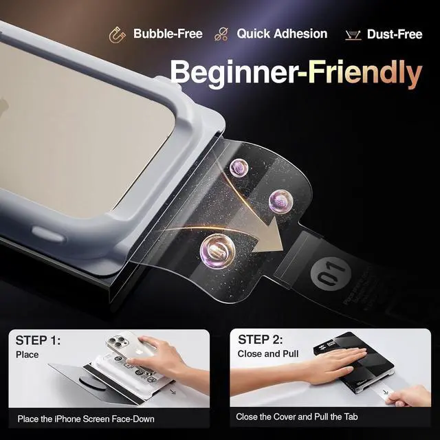 Alt view image 4 of 7 - SMARTDEVIL 2 Pack Privacy Screen Protector for iPhone 15 Pro, [Anti-Spy] [Military-Grade Shatterproof] [9H Hardness] Tempered Glass, [Easy Installation], Dust-Free Box