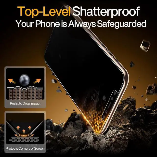 Alt view image 5 of 7 - SMARTDEVIL 2Pack for iPhone 11 Pro Privacy Screen Protector with 2Pack Camera Lens Protector, 9H Anti-Spy Privacy Screen, Anti-Shatter Glass, Bubble Free Easy Install