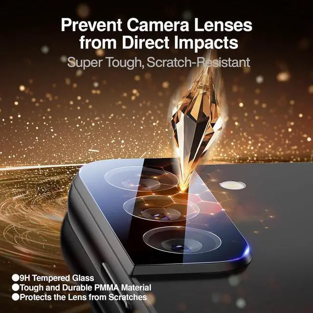 Alt view image 3 of 6 - SMARTDEVIL 3-Pack Camera Lens Protector For Samsung Galaxy S21+, (Not Fall Off) Clear Tempered Glass, 9H Hardness Accessories