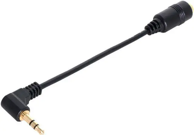 Alt view image 4 of 5 - 90 degree right angled 3.5mm 3poles Audio Stereo Male to Female Extension Cable 10cm Black RC-045