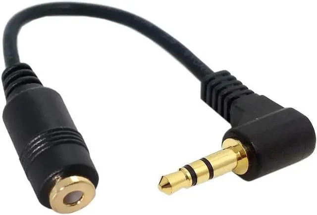 Alt view image 5 of 5 - 90 degree right angled 3.5mm 3poles Audio Stereo Male to Female Extension Cable 10cm Black RC-045