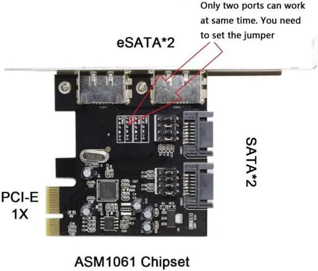 Alt view image 6 of 6 - PCI-E To 4 Ports SATA 3.0 ESATA PCIE SATA3 6Gbps Expansion Card PCI-E Adapter SA-208