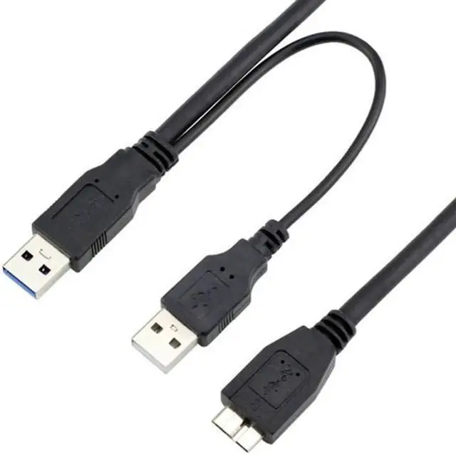 Alt view image 2 of 5 - Dual USB3.0 A Male to Micro USB 3.0 Y cable with Extra Power for Mobile HDD U3-029-0.5M