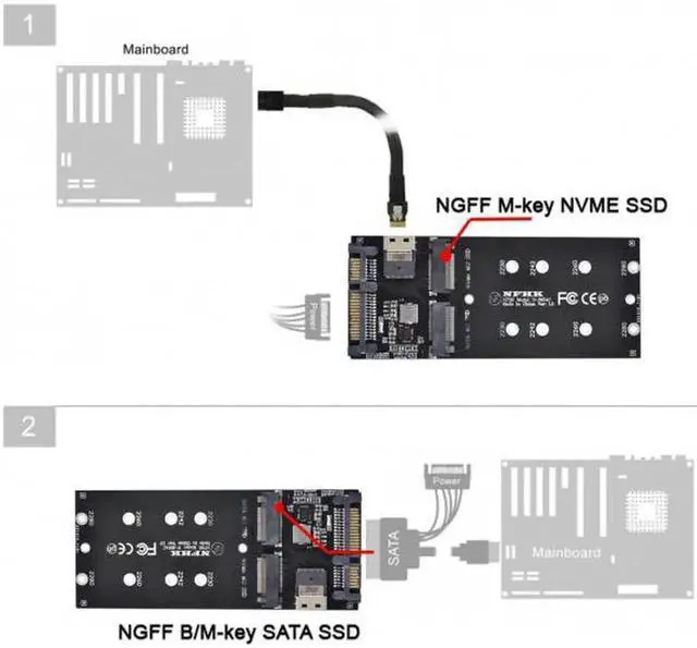 Alt view image 4 of 7 - SFF-8654 to U2 Kit NGFF M-Key to Slimline SAS NVME PCIe SSD SATA Adapter for Mainboard