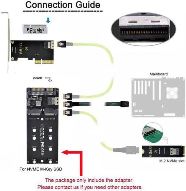 Alt view image 5 of 7 - SFF-8654 to U2 Kit NGFF M-Key to Slimline SAS NVME PCIe SSD SATA Adapter for Mainboard