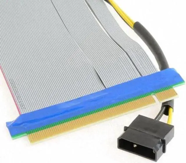 Alt view image 5 of 5 - PCI-E Express 16X to 16x Riser Extender Card with Molex IDE Power & Ribbon Cable 20cm EP-074