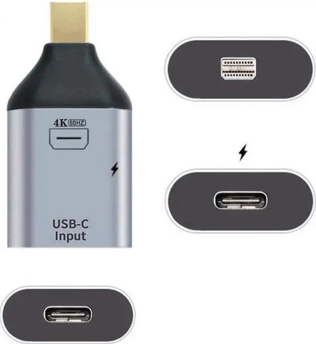 Alt view image 2 of 7 - USB-C Type C Female Source to Mini Displayport DP Sink HDTV & PD Power Adapter 4K 60hz 1080p for Phone & Laptop