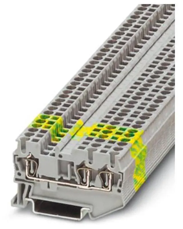 Alt view image 2 of 5 - Phoenix grounding terminal block with spring connection - Phoenix ST2.5-TWIN-PE - one inlet and two outlets