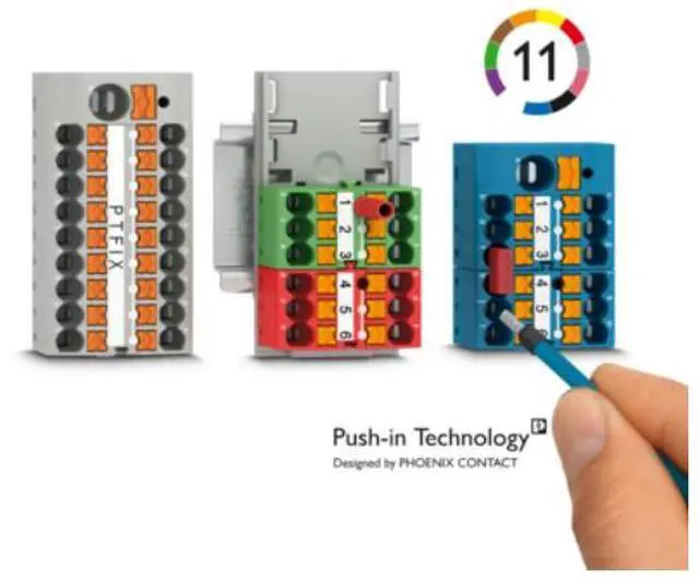 Alt view image 6 of 7 - Phoenix terminal splitter with multiple outputs from one input (PTFIX6/18X2.5-NS35A BU)