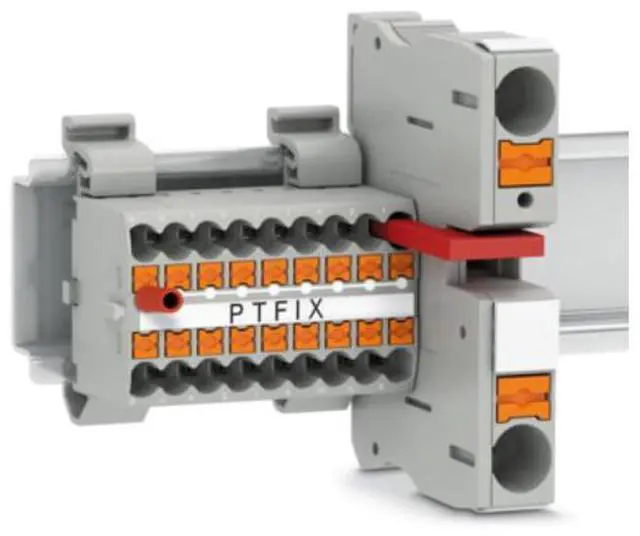Alt view image 4 of 7 - Phoenix terminal block rail PTFIX6/12X2.5-NS35A RD wiring board splitter