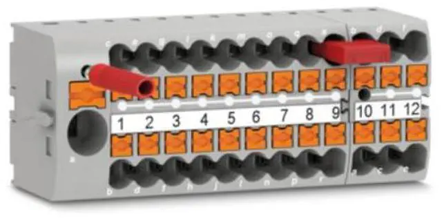 Alt view image 3 of 7 - Phoenix terminal block wiring board PTFIX6/12X2.5-NS35A GY - one inlet with multiple outlets