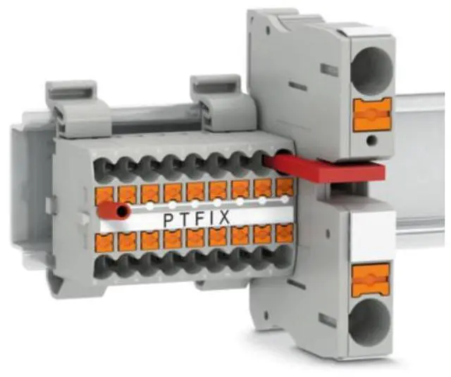 Alt view image 2 of 7 - Phoenix terminal block PTFIX18X2.5-NS35A-RD - a weak and strong current wiring board splitter for wiring panels