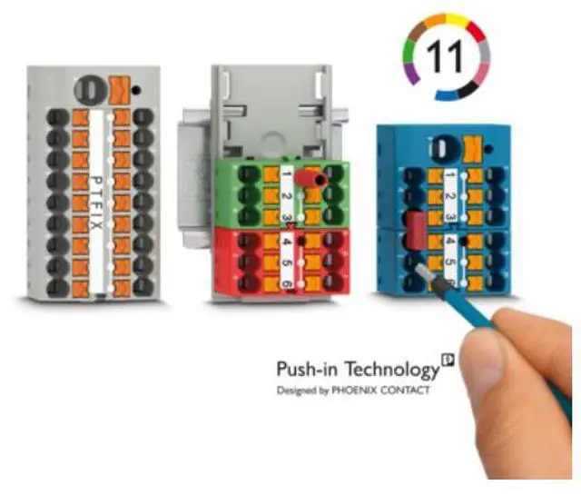 Alt view image 6 of 7 - Phoenix terminal block PTFIX18X2.5-NS35A-RD - a weak and strong current wiring board splitter for wiring panels