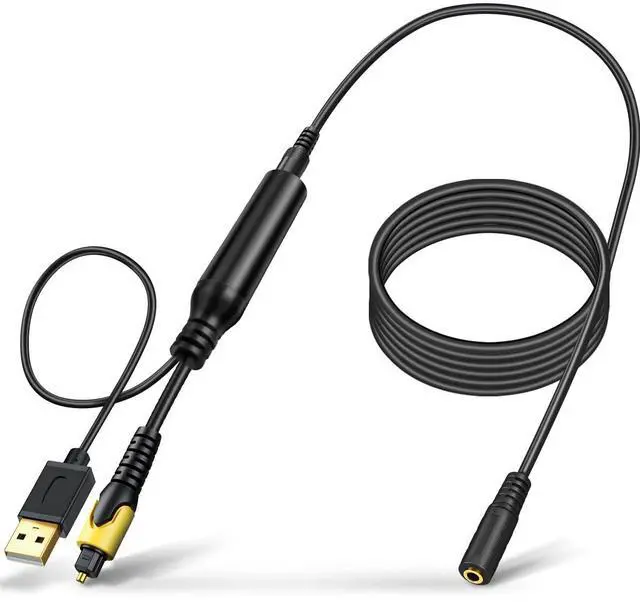 Alt view image 4 of 7 - 192KHz DAC Optical to 3.5mm Converter, Optical Audio to AUX Adapter, One Way From SPDIF to Female 3.5mm Cable Transmit TV Audio to AUX Speaker Headphone, USB Cable Must Be Powered When in Use