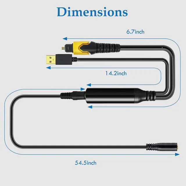 Alt view image 6 of 7 - 192KHz DAC Optical to 3.5mm Converter, Optical Audio to AUX Adapter, One Way From SPDIF to Female 3.5mm Cable Transmit TV Audio to AUX Speaker Headphone, USB Cable Must Be Powered When in Use