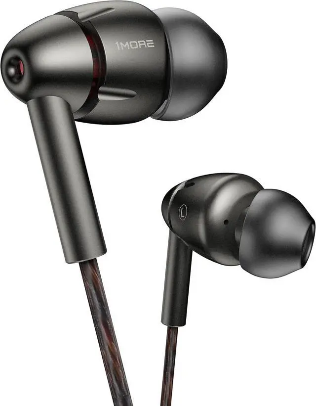 Alt view image 7 of 7 - 1MORE Quad Driver in-Ear Earphones Hi-Res High Fidelity Headphones Warm Bass, Spacious Reproduction, High Resolution, Mic in-Line Remote Smartphones/PC/Tablet - Silver/Gray